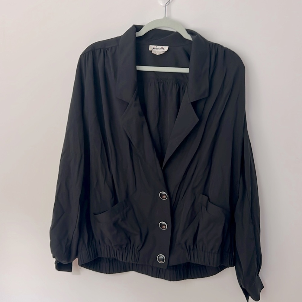 Vintage Jo Hardin black Jacket Womens Size 8 Black Rayon Wool Blend Businesscore